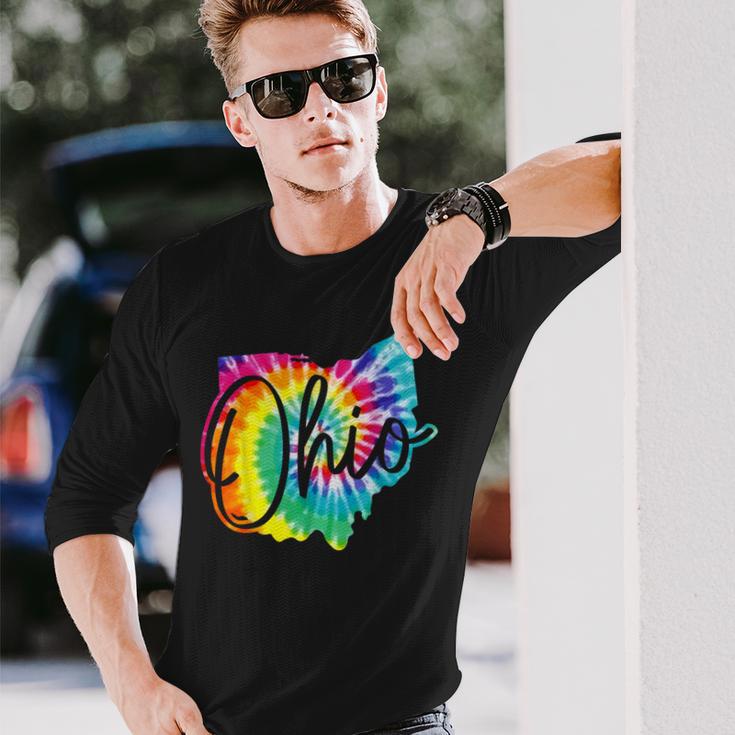 Ohio Tie Dye State Map Pride Vintage Retro Long Sleeve T-Shirt Gifts for Him