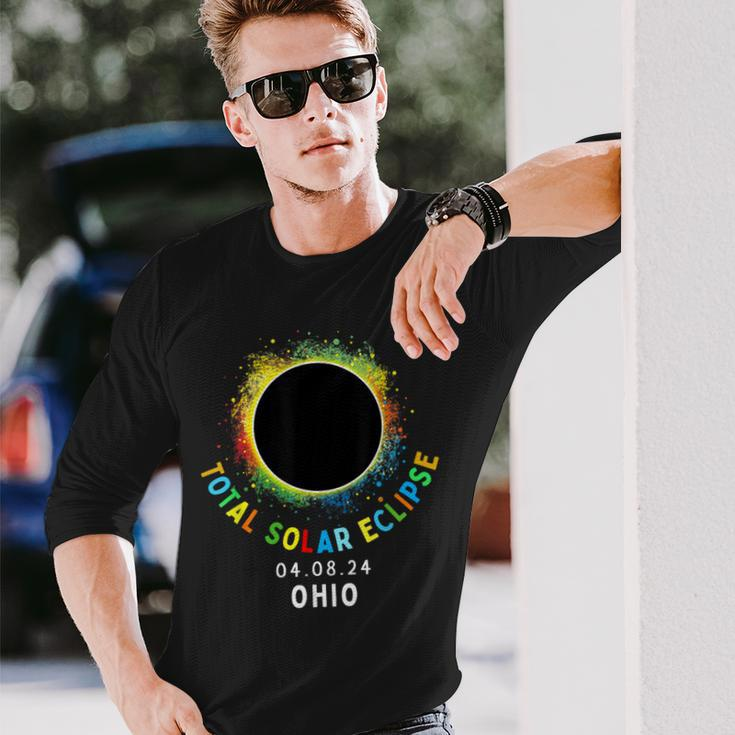Ohio Total Solar Eclipse Totality April 8 2024 Tie Dye Long Sleeve T-Shirt Gifts for Him