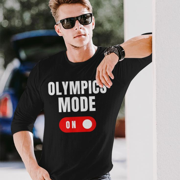 Olympics Mode On Sports Athlete Coach Gymnast Track Skating Long Sleeve T-Shirt Gifts for Him