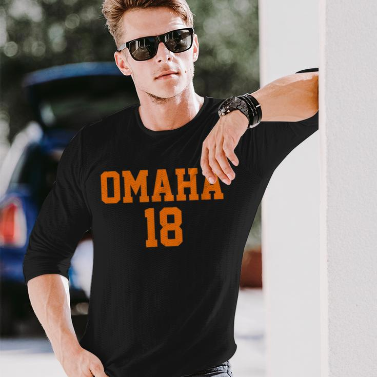 Omaha 18 Football Call Sign Graphic QuarterbackLong Sleeve T-Shirt Gifts for Him