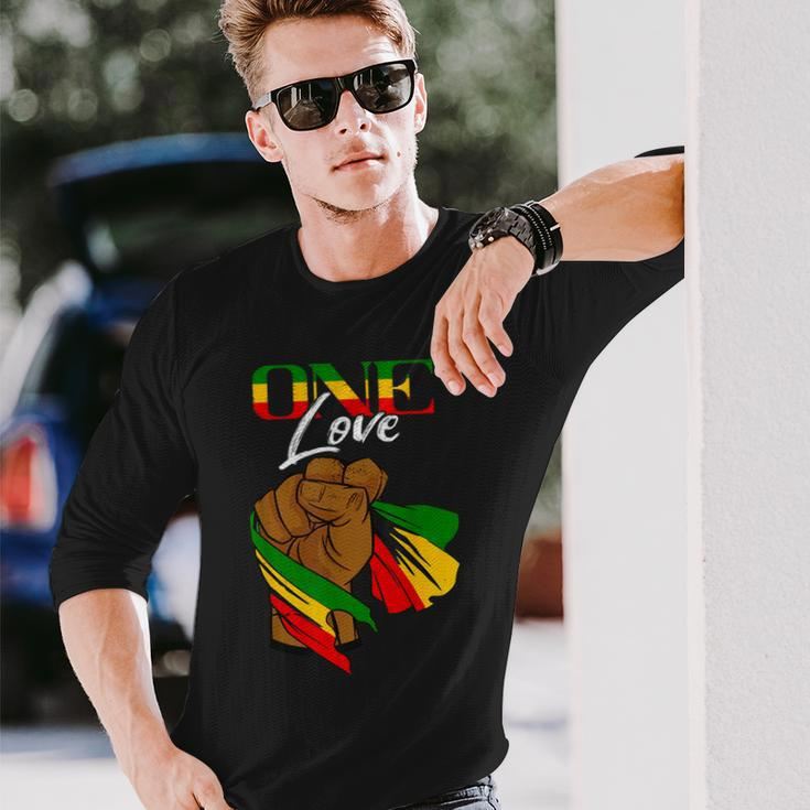 One Love Handfist Jamaica Reggae Music Lover Rasta Reggae Long Sleeve T-Shirt Gifts for Him