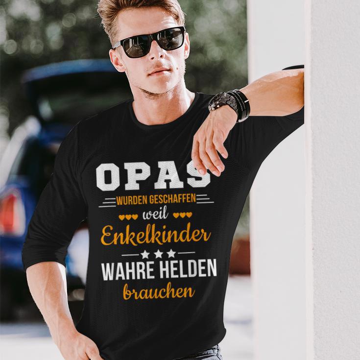 Opas Weil Enkelkinder Wahre Helden Brauchen Großfather Langarmshirts Geschenke für Ihn