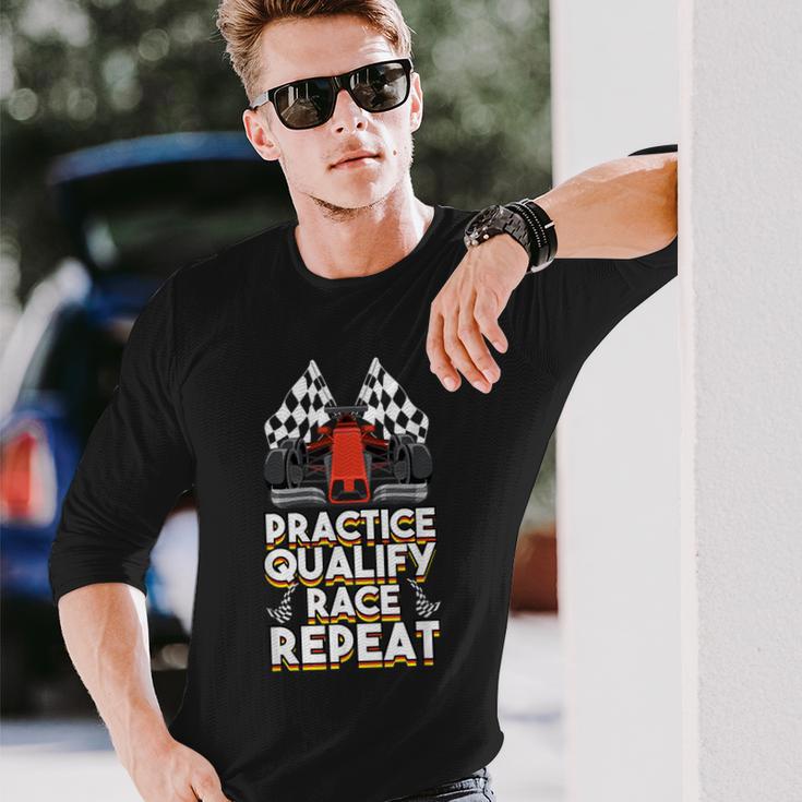 Open Wheel Formula Racing Car Practice Qualify Race Repeat Long Sleeve T-Shirt Gifts for Him