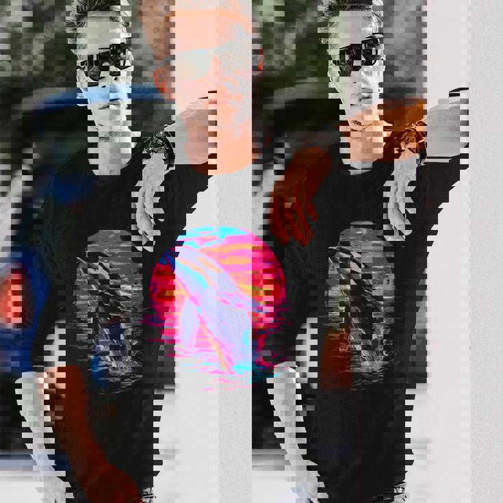 Orca Atardecer Camiseta de manga larga Regalos para él