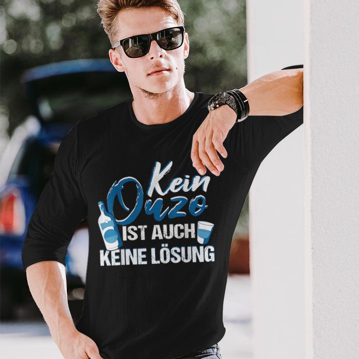 Ouzo Greek Schnaps Kein Ouzo Ist Auch Keine Solution Black Langarmshirts Geschenke für Ihn