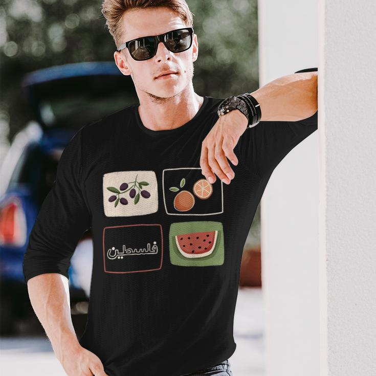 Palestine Olives Watermelon Orange Falasn Palestinian Long Sleeve T-Shirt Gifts for Him