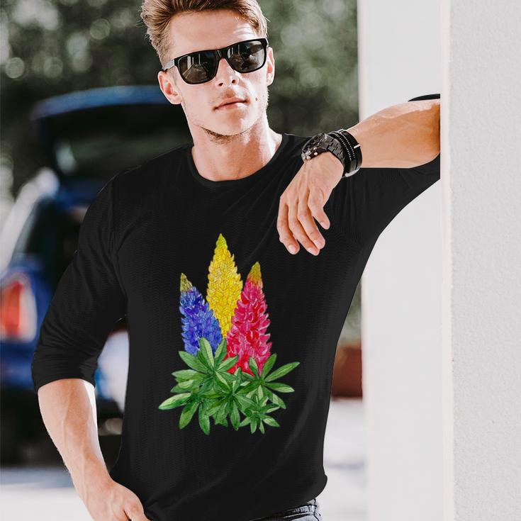 Pansexual Flowers Subtle Pan Queer Pride Month Lgbtq Long Sleeve T-Shirt Gifts for Him