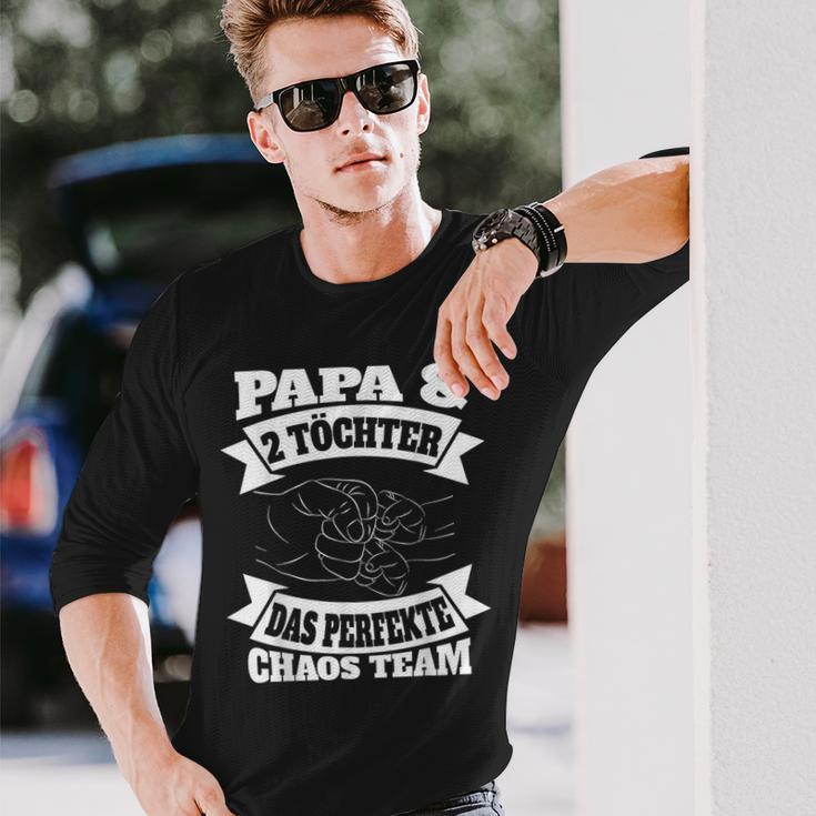 Papa 2 Töchter Perfekte Chaos Teamateratertag Geschenk Langarmshirts Geschenke für Ihn