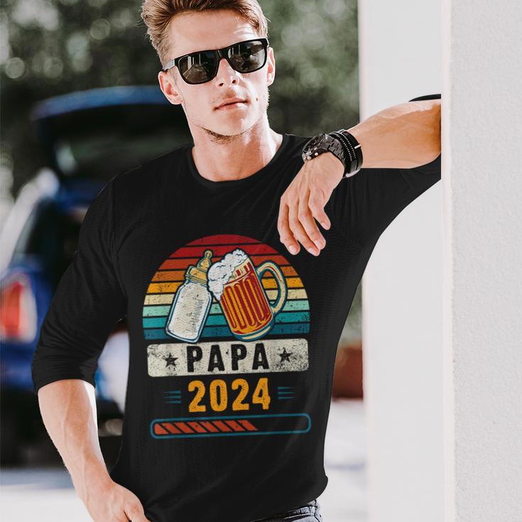 Papa 2024 Babyankündigung Werdender Papa Langarmshirts Geschenke für Ihn