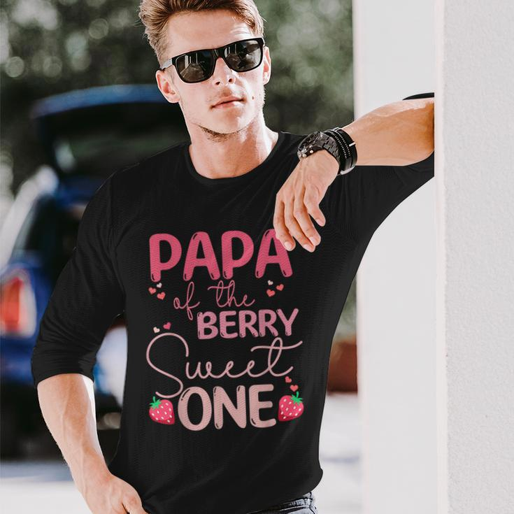 Papa Of The Berry Sweet One Strawberry First Birthday Long Sleeve T-Shirt Gifts for Him