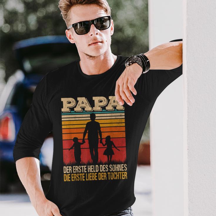 Papa Der Erste Held Des Sohnes Die Erste Liebe Der Tochter Langarmshirts Geschenke für Ihn