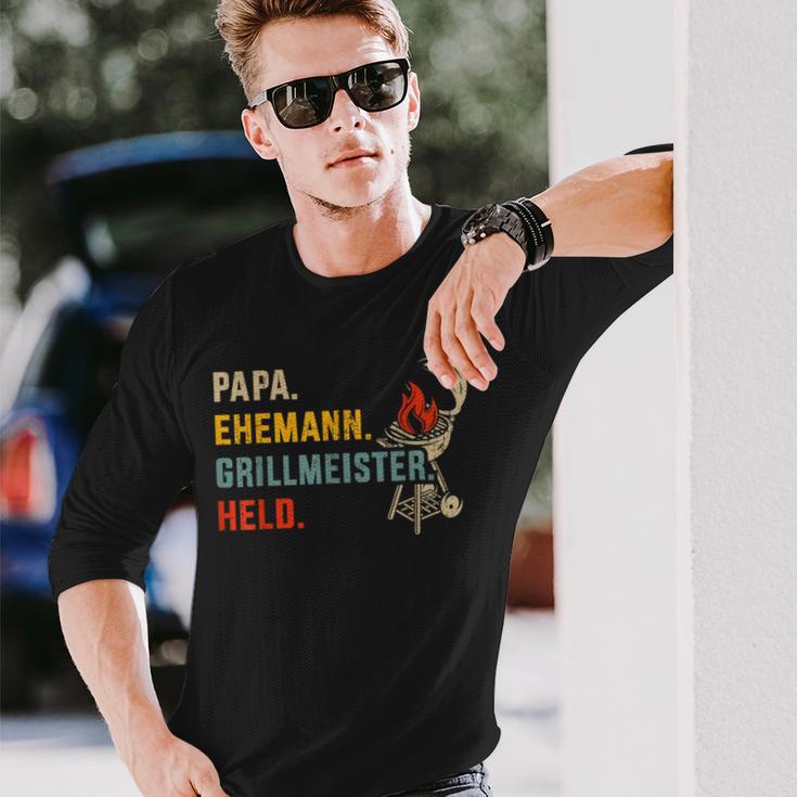 Papa Ehemann Grillmeister Held Für Grillenatertag Langarmshirts Geschenke für Ihn