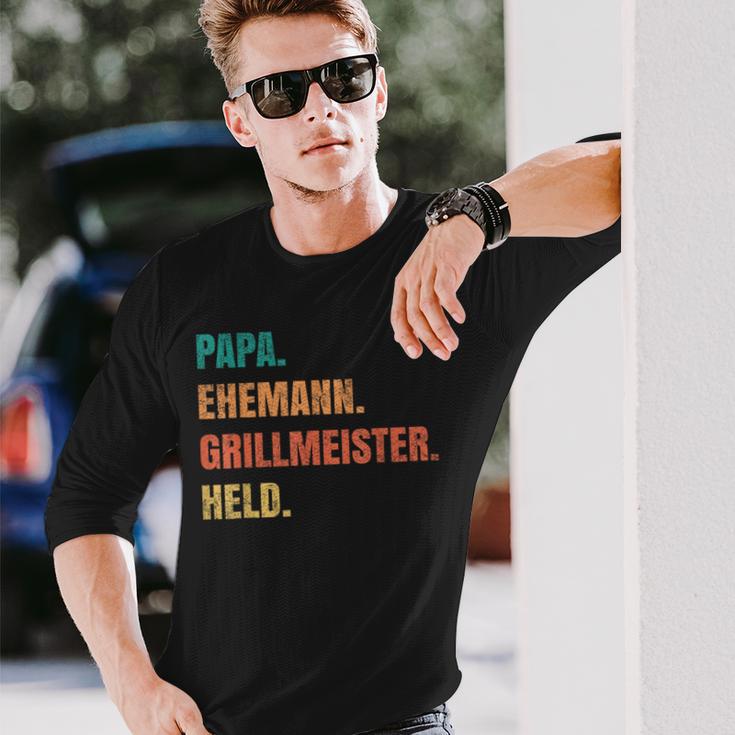 Papa Grillmeister Husband Hero Langarmshirts Geschenke für Ihn