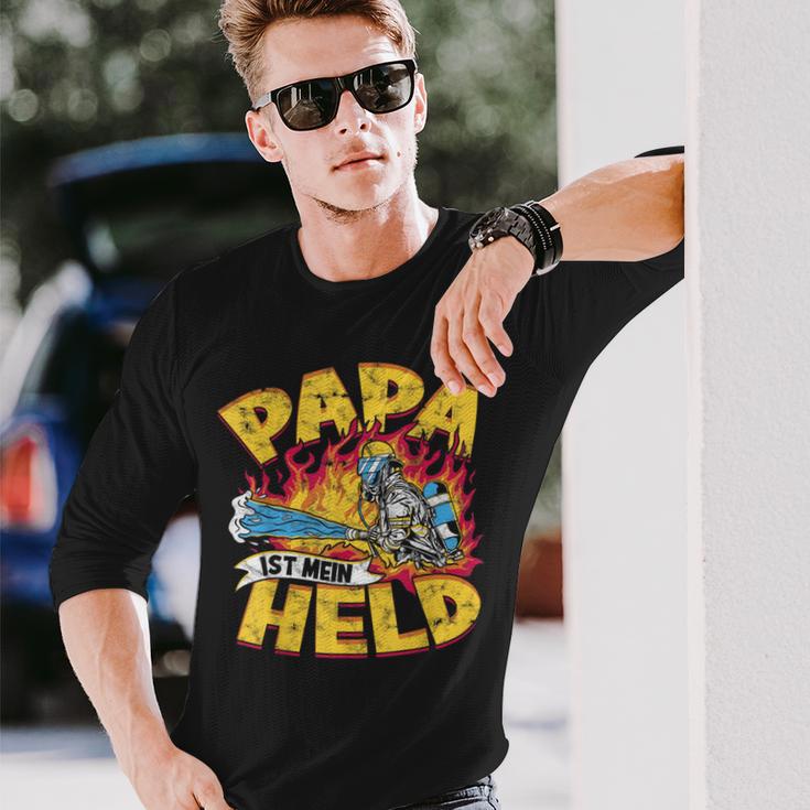 Papa Ist Mein Held Firemanoluntige Fire Brigade Langarmshirts Geschenke für Ihn