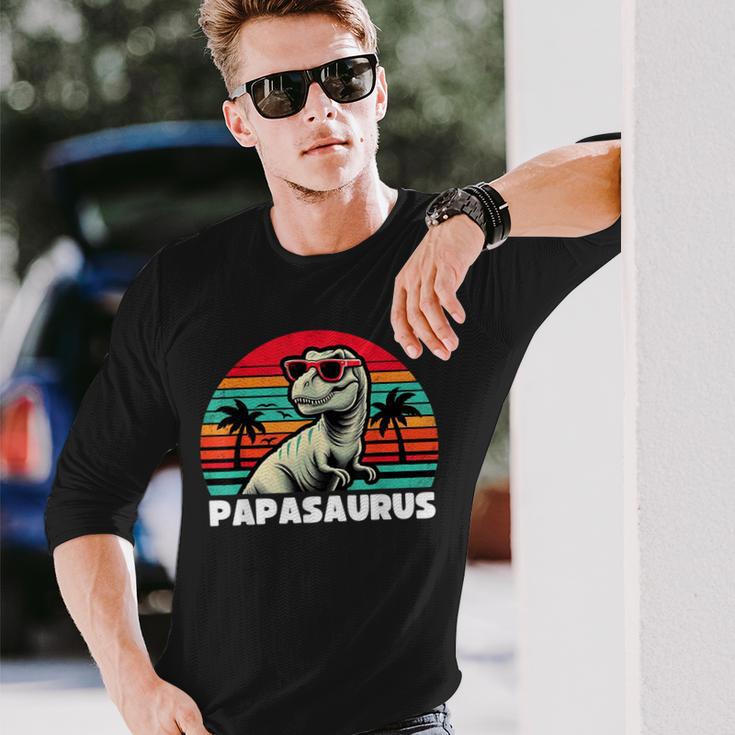 PapasaurusRex Papa Saurus Dinosaurier Familie Langarmshirts Geschenke für Ihn