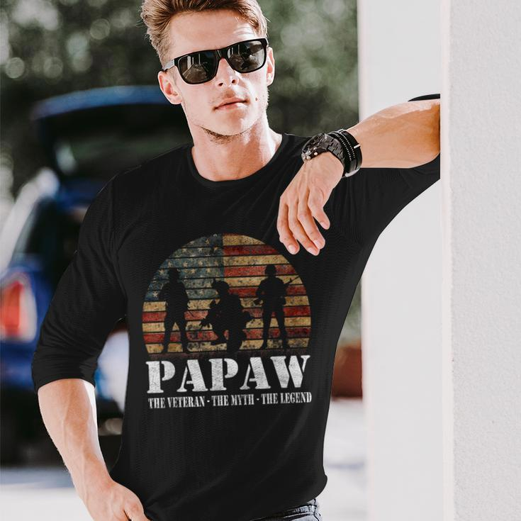 Papaw Veteran Myth Legend 4 Of July Long Sleeve T-Shirt Gifts for Him
