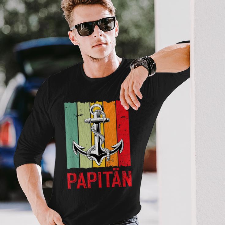 Papitänatertag Bester Papa Anker Norden Kapitänater Papi Langarmshirts Geschenke für Ihn