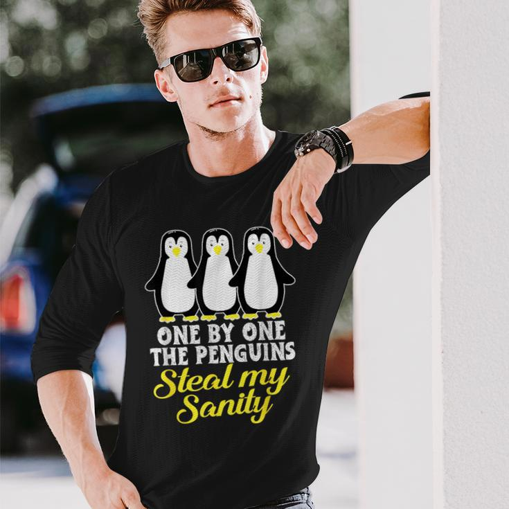 Penguin One By One The Penguins Steal My Sanity Long Sleeve T-Shirt Gifts for Him