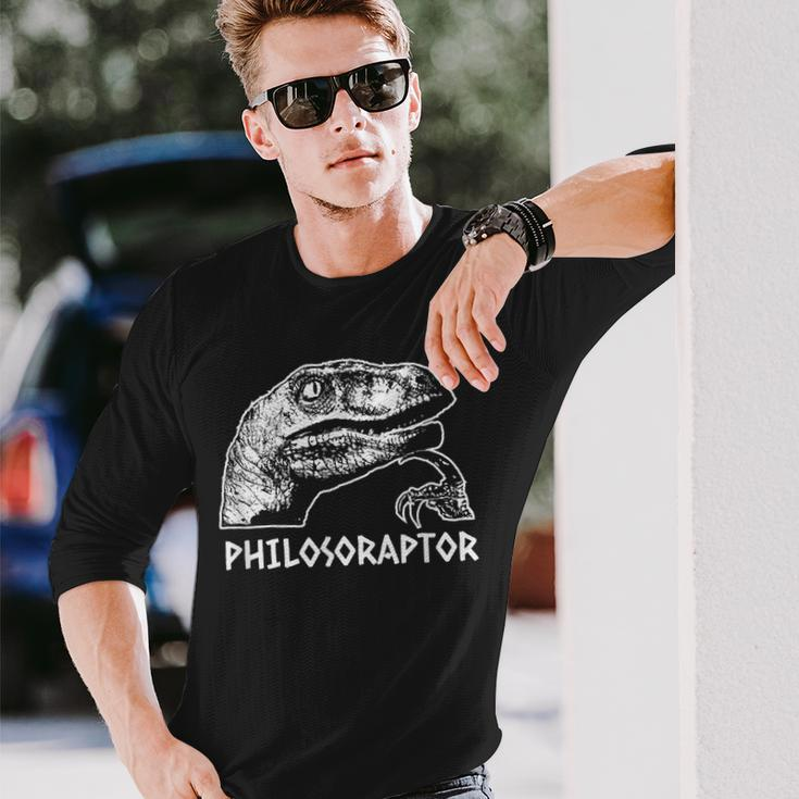 Philosoraptor Meme Philosophy Dinosaur Langarmshirts Geschenke für Ihn