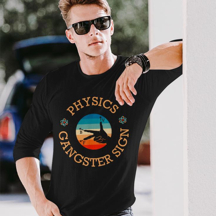 Physics Gangster Sign Sign Physicist Hand Sign Symbol Langarmshirts Geschenke für Ihn