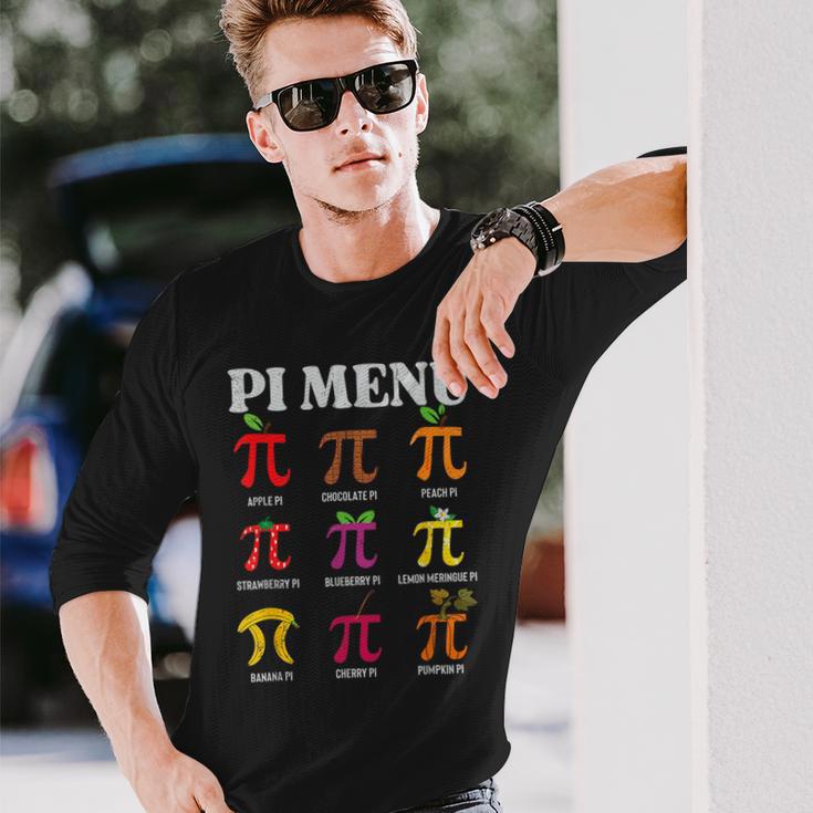 Pi Day Menu Math Lover Geek Pi Day 3 14 Science Teacher Long Sleeve T-Shirt Gifts for Him