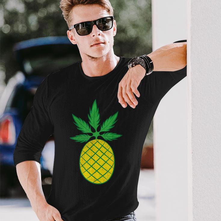 Pineapple Weed Cannabis Marijuana Stoner Long Sleeve T-Shirt Gifts for Him