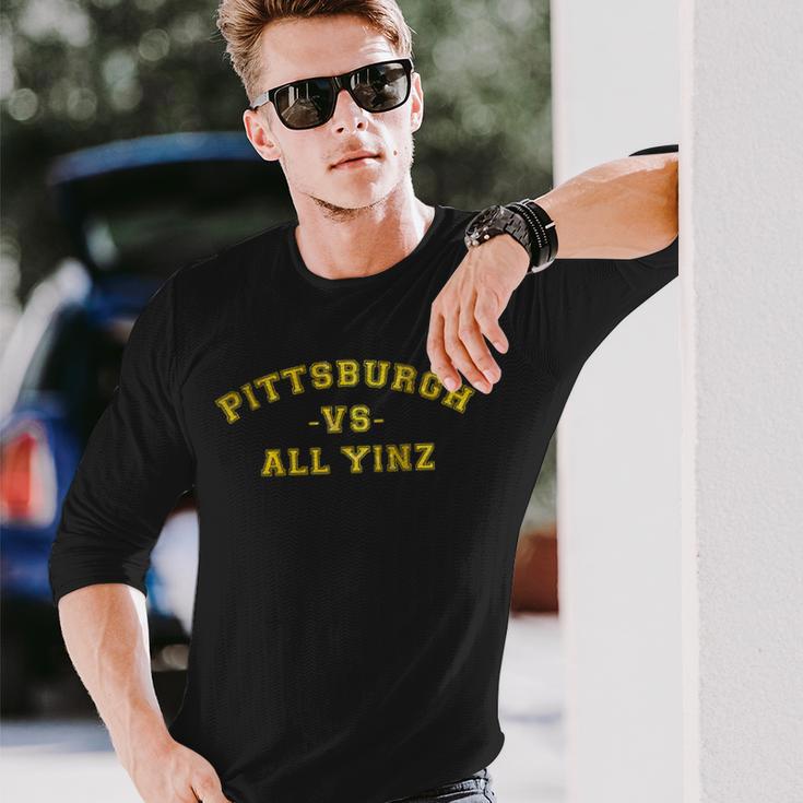 Pittsburgh Vs All Yinz Sports Fan Pittsburghese Yellow Long Sleeve T-Shirt Gifts for Him