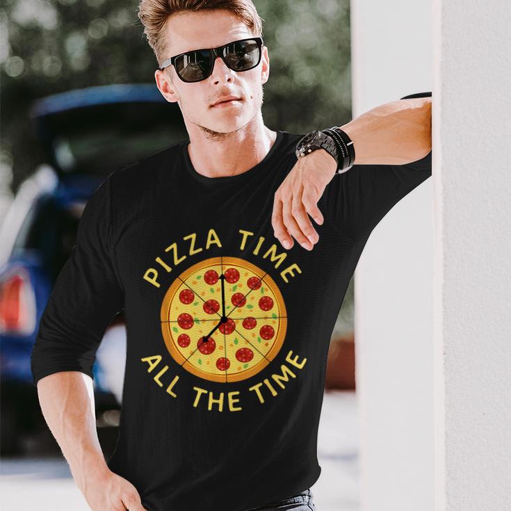 Pizza Time All The Time Pizza Lover Pizzeria Foodie Langarmshirts Geschenke für Ihn