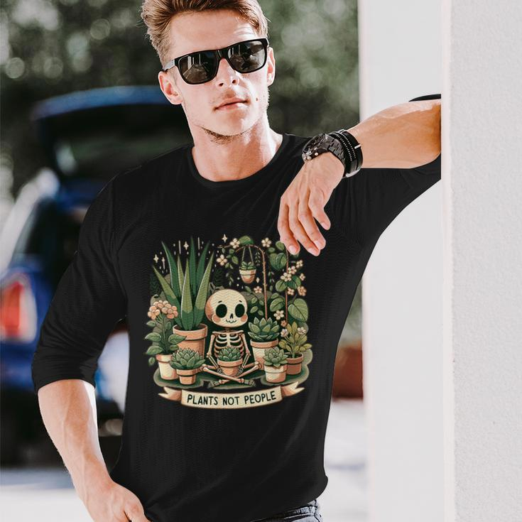Plant Lover Skeleton Plants Not People Long Sleeve T-Shirt Gifts for Him