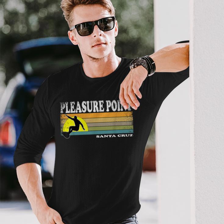 Pleasure Point Santa Cruz Retro Surfer Beach Souvenir Long Sleeve T-Shirt Gifts for Him