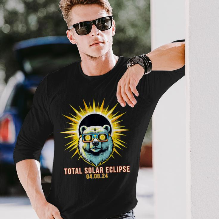 Polar Bear Watching Total Solar Eclipse Long Sleeve T-Shirt Gifts for Him