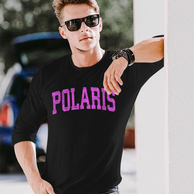 Polaris Montana Mt Vintage Athletic Sports Pink Long Sleeve T-Shirt Gifts for Him