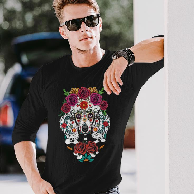 Poodle Dia De Los Muertos Day Of The Dead Dog Sugar Skull Long Sleeve T-Shirt Gifts for Him
