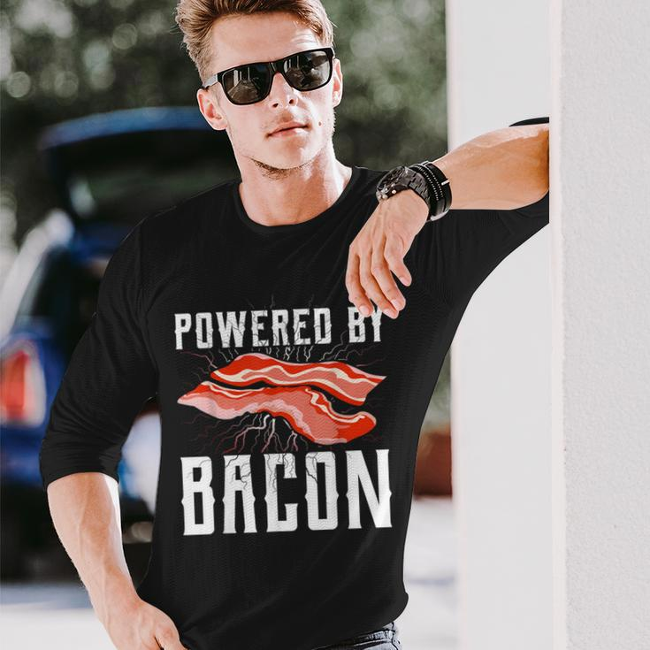 Powered By Bacon For Meat Lovers Keto Bacon Long Sleeve T-Shirt Gifts for Him