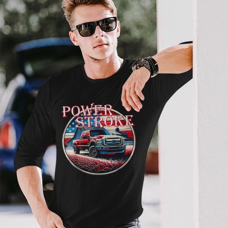 Powerstroke Diesel Truck Usa Flag Obs Truck Diesel Truck Long Sleeve T-Shirt Gifts for Him