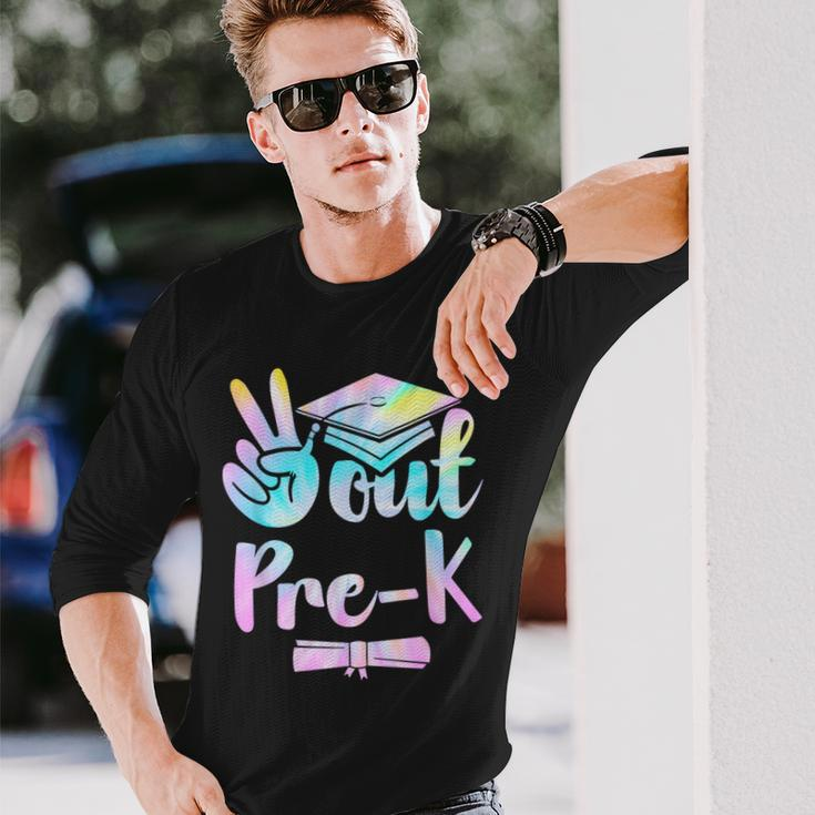 Prek Graduation Peace Out Pre K Tie Dye End Of School Long Sleeve T-Shirt Gifts for Him
