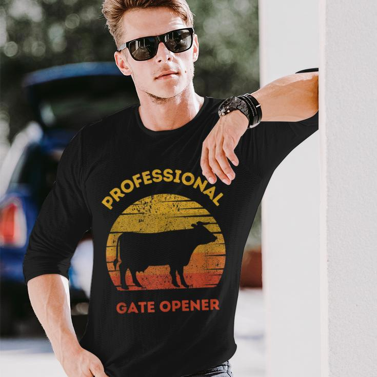 Professional Gate Opener Farmer Cool Cows Long Sleeve T-Shirt Gifts for Him