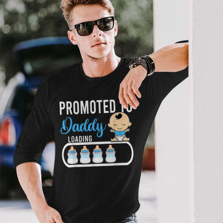 Promoted To Daddy Boy Pregnancy Announcement Dad Father Men Long Sleeve T-Shirt Gifts for Him