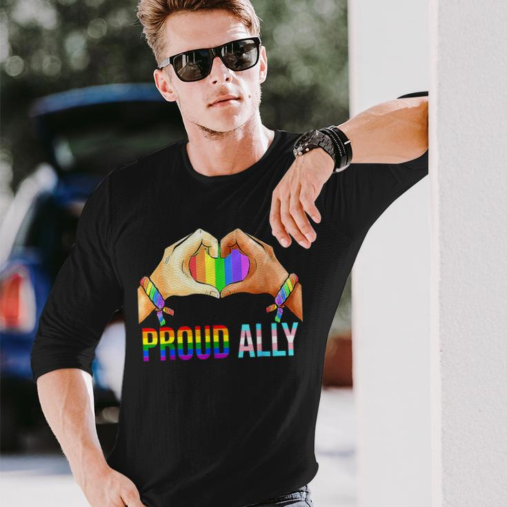 Proud Ally Pride Lgbt Transgender Flag Heart Gay Lesbian Long Sleeve T-Shirt Gifts for Him