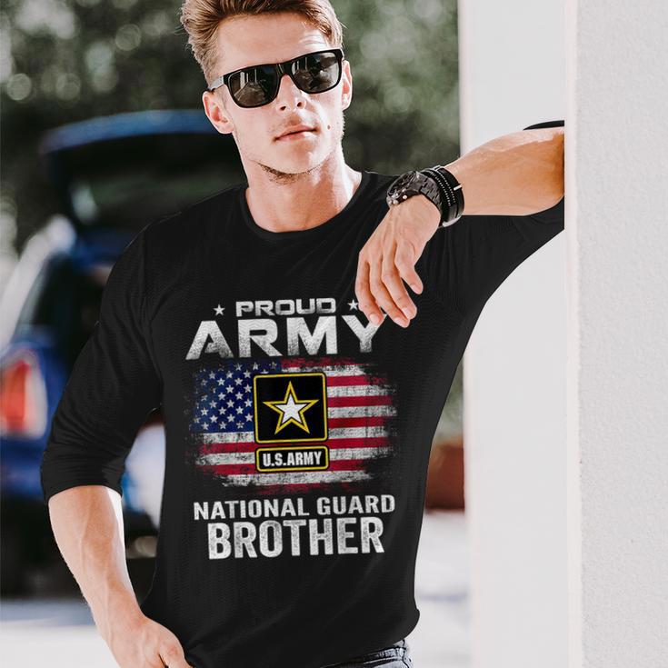 Proud Army National Guard Brother With American Flag Long Sleeve T-Shirt Gifts for Him