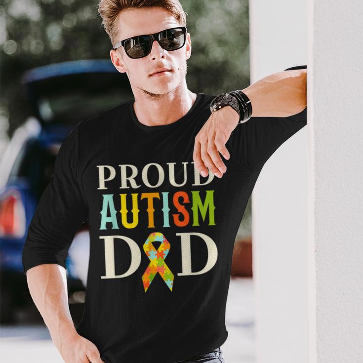 Proud Autism Dad Autism Awareness Long Sleeve T-Shirt Gifts for Him