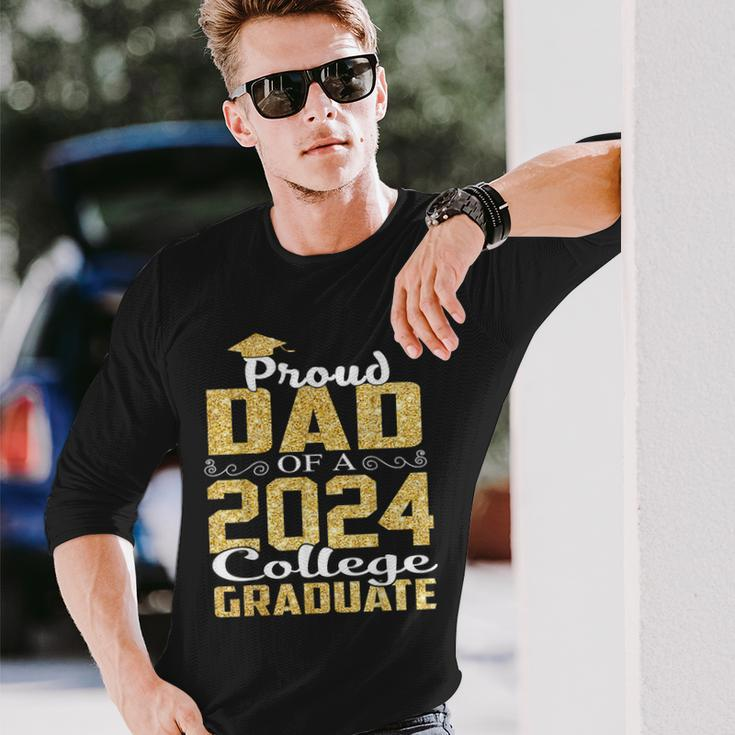 Proud Dad Of 2024 Graduate College Graduation Long Sleeve T-Shirt Gifts for Him