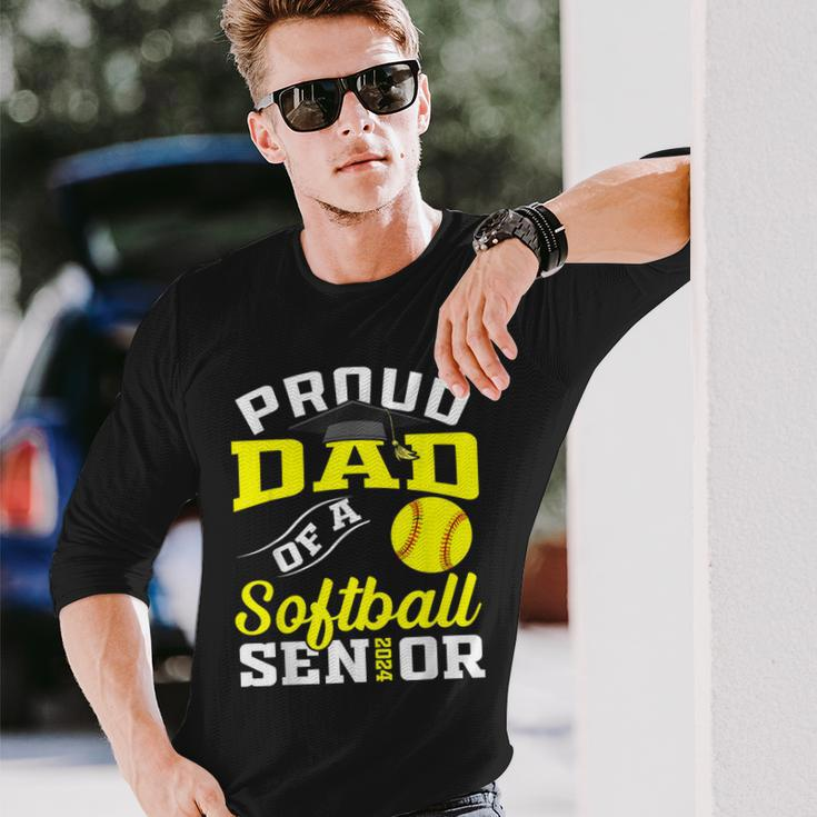 Proud Dad Of A Softball Senior 2024 Dad Graduation Long Sleeve T-Shirt Gifts for Him
