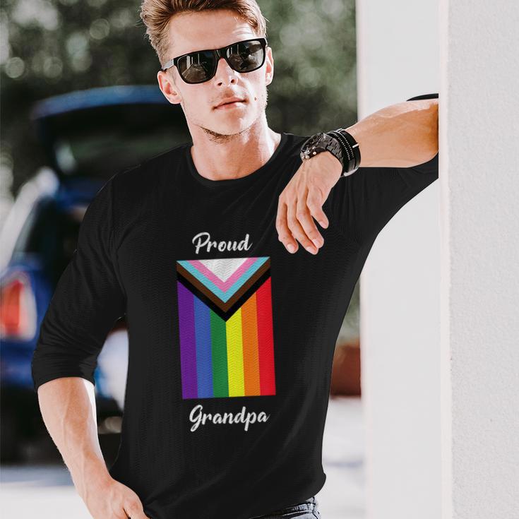 Proud Grandpa Gay Pride Progress Lgbtq Lgbt Trans Queer Long Sleeve T-Shirt Gifts for Him