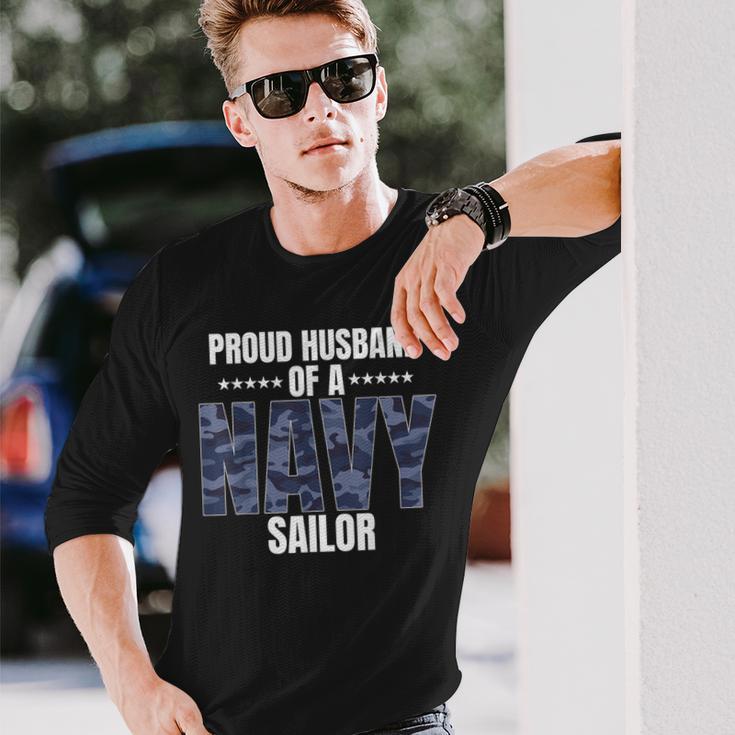 Proud Husband Of A Navy Sailor Veteran Day Long Sleeve T-Shirt Gifts for Him