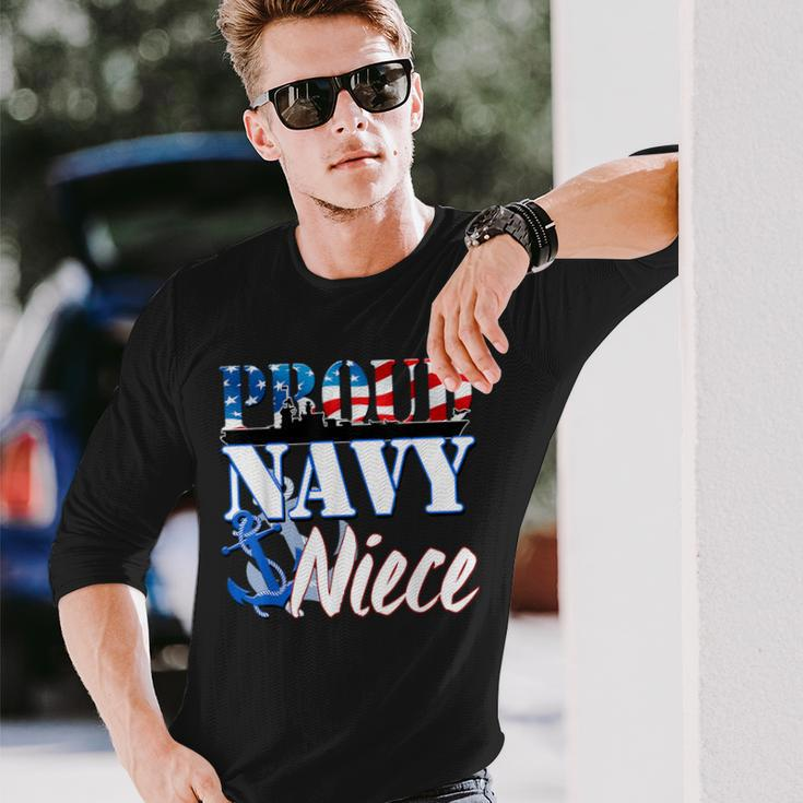 Proud Navy Niece Usa Military Patriotic Long Sleeve T-Shirt Gifts for Him