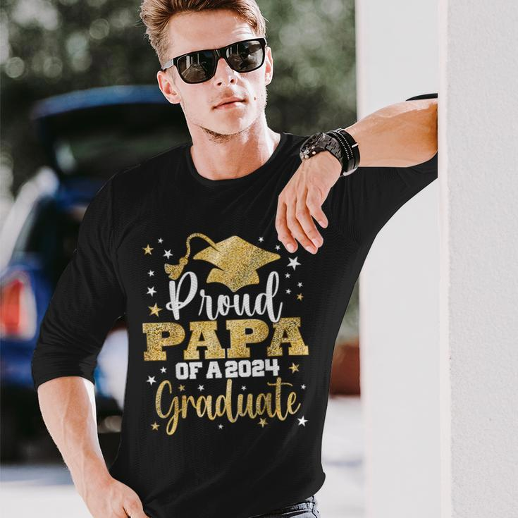 Proud Papa Of A 2024 Graduate Class Graduation Long Sleeve T-Shirt Gifts for Him