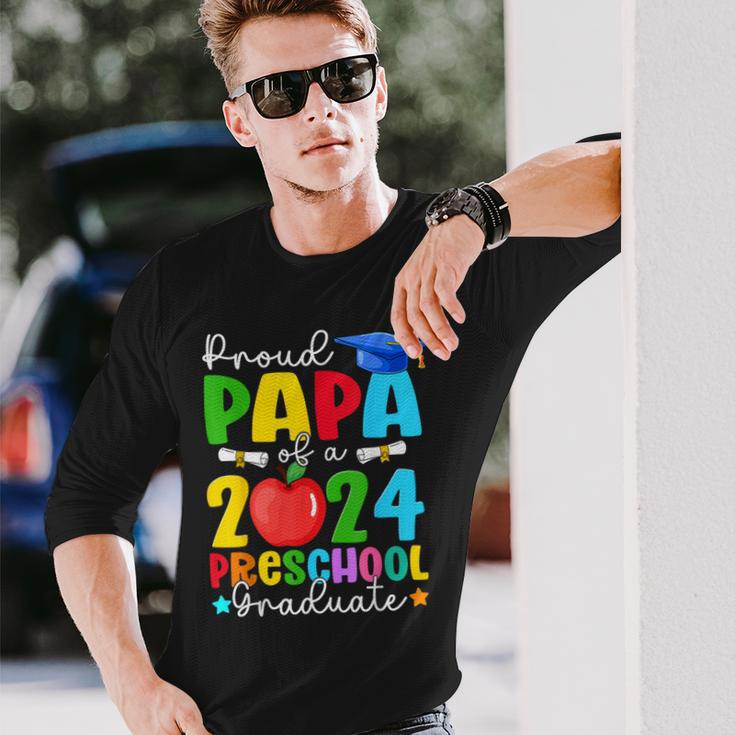 Proud Papa Of A 2024 Preschool Graduate Family Graduation Long Sleeve T-Shirt Gifts for Him