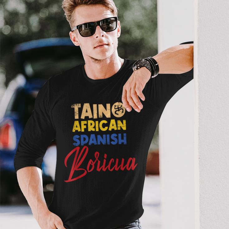 Puerto Rican Roots Boricua Taino African Spanish Puerto Rico Long Sleeve T-Shirt Gifts for Him