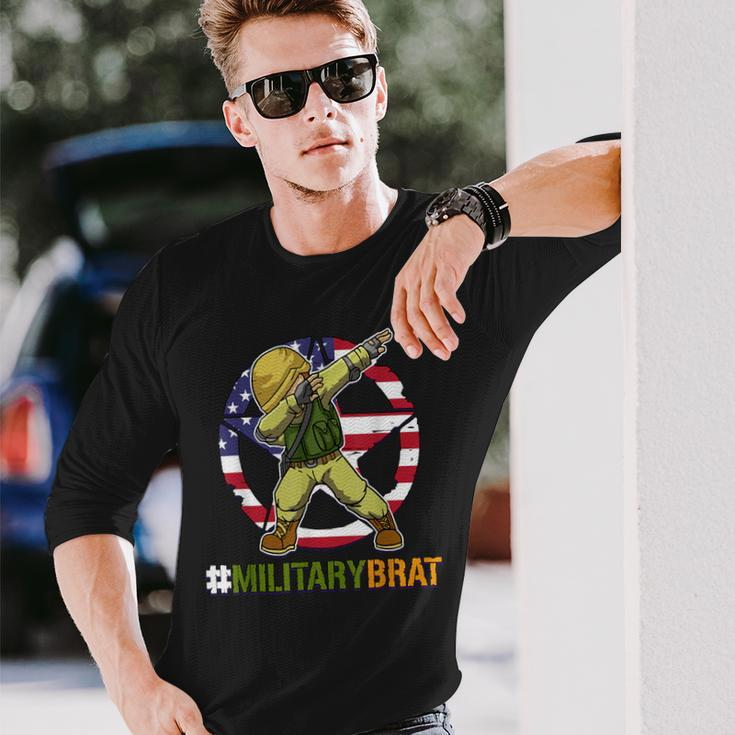 Purple Up Military Brat Dabbing Boys Military Child Month Long Sleeve T-Shirt Gifts for Him